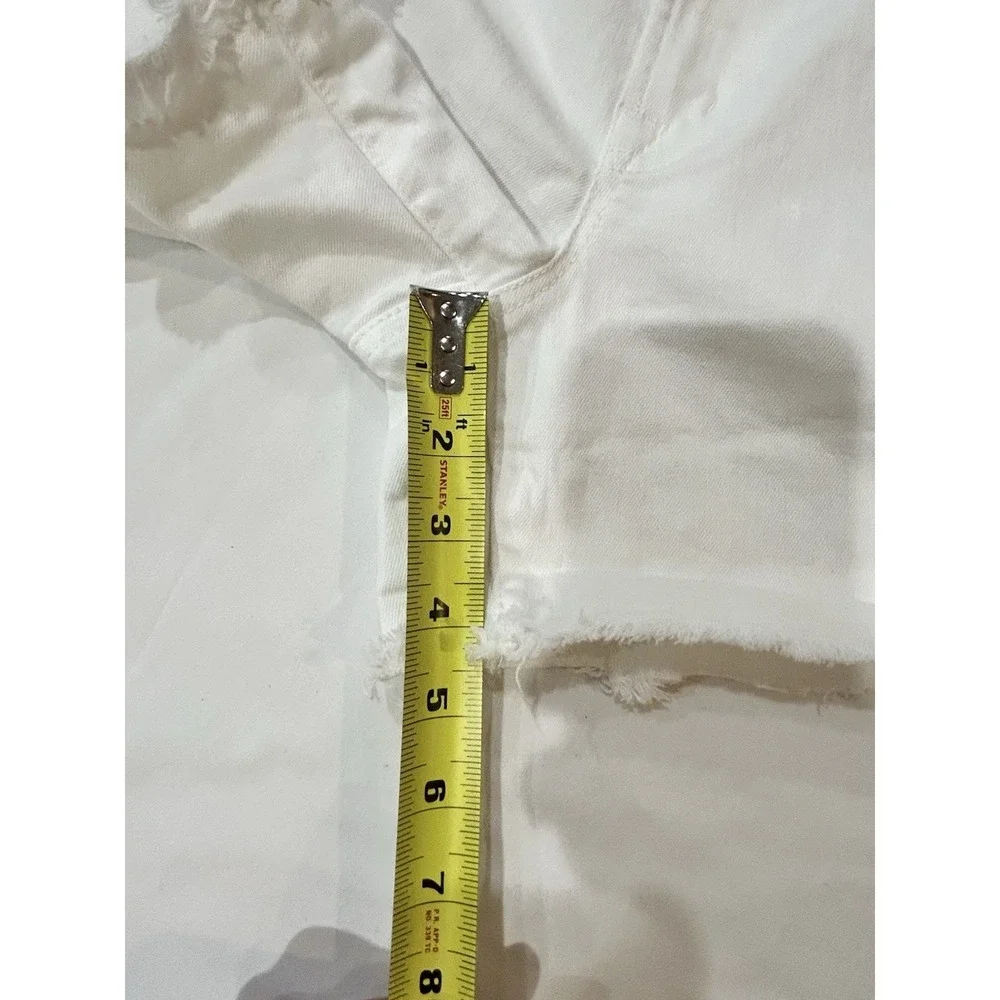 GAP Mid Rise White Denim Raw Hem Classic Boho Festival Summer Short Women 2R/26